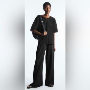 COS pleated zip top and matching elastic waist pants Hunter Green Medium